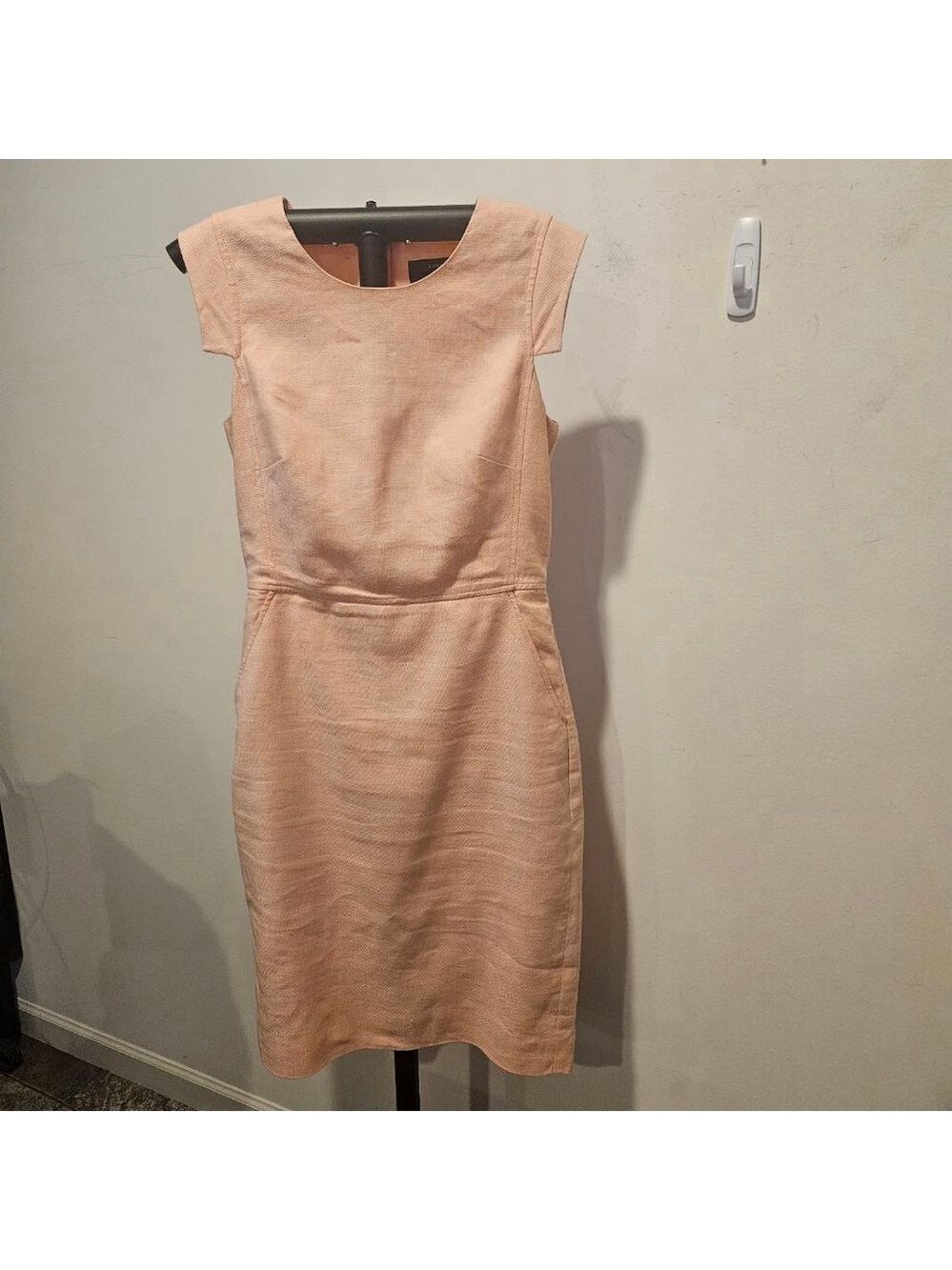 Women's J.Crew Linen Blend Resume Midi Dress Size 2 Orange Sorbet, 2 Pockets! - Picture 4 of 14